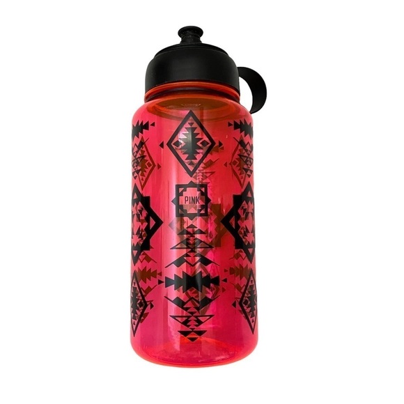 PINK Victoria’s Secret Neon Pink Clear Native Print 32oz Water Bottle NWOT - Picture 1 of 5